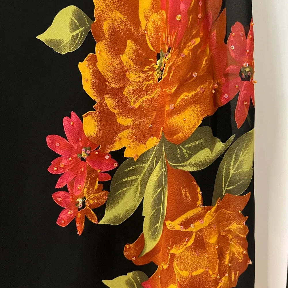 Vintage Dressbarn Black Floral Beaded Dress - NWT  (Size 6) - Picture 6 of 11